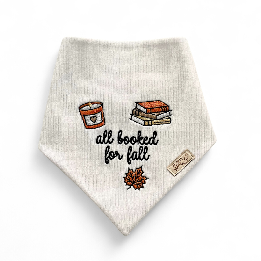 All Booked For Fall (ribbed white) Bandana
