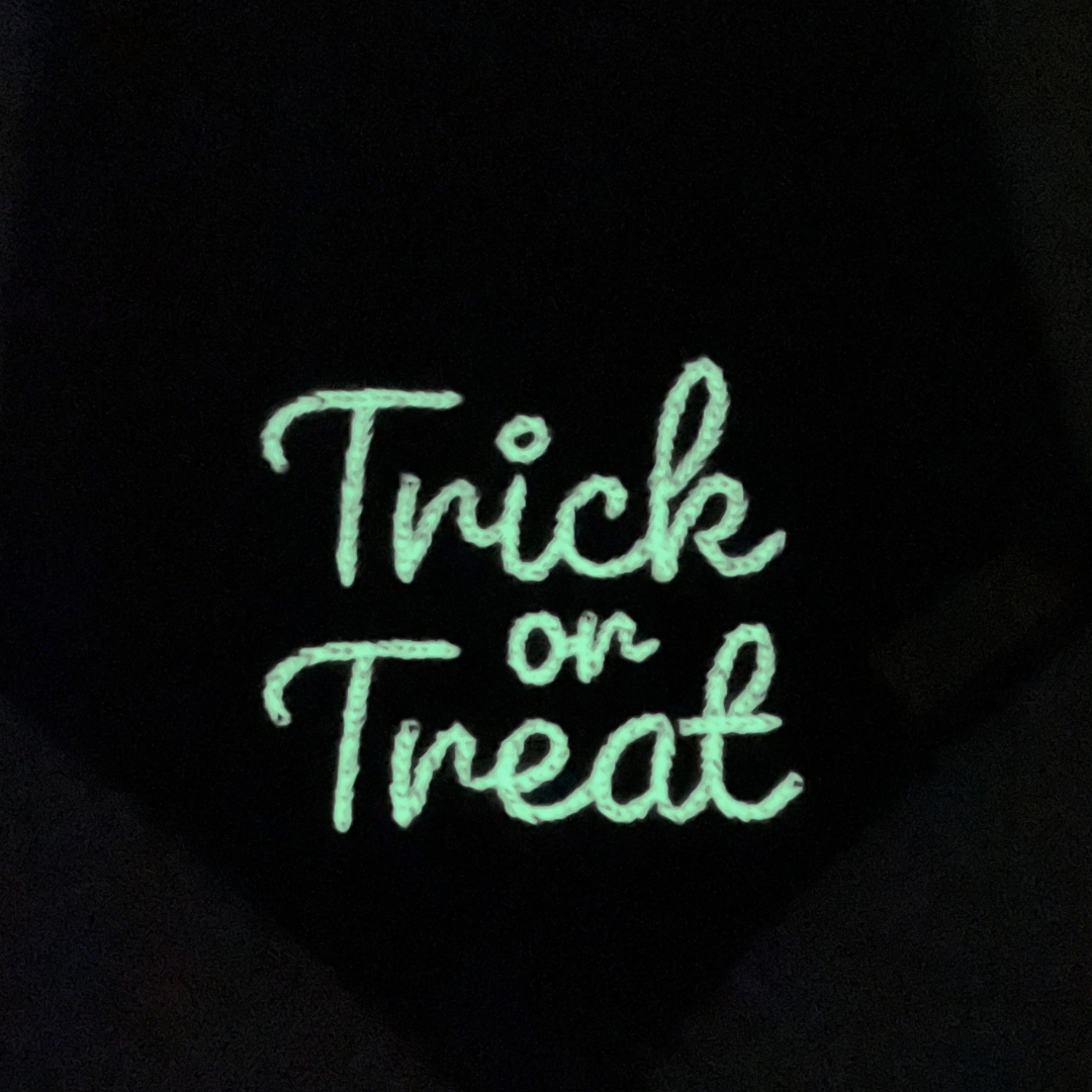 Glow in the Dark “Trick or Treat” Black Bandana