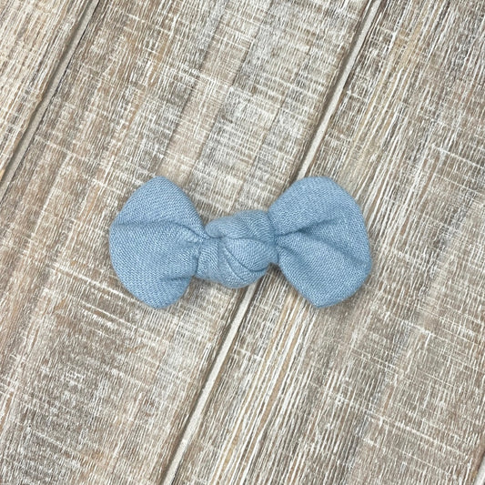 Light Denim Twist Knot Hair Bow