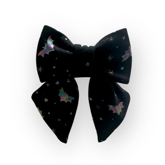 Rainbow Holographic Bats Bow Tie/ Sailor Bow