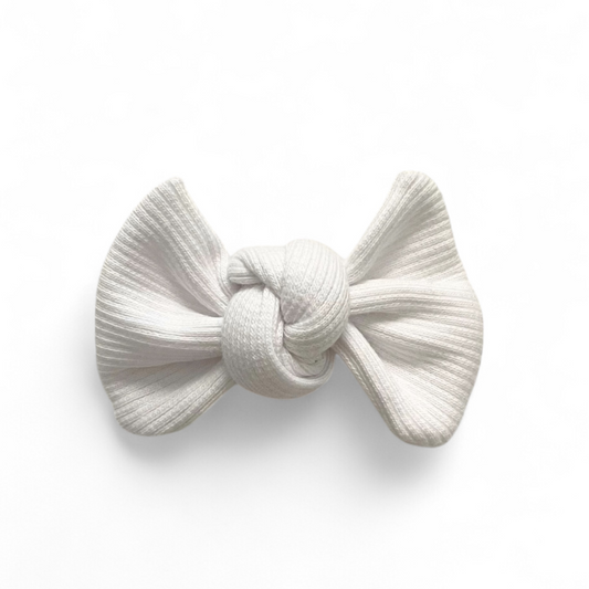 White (Ribbed) Twist Knot Hair Bow