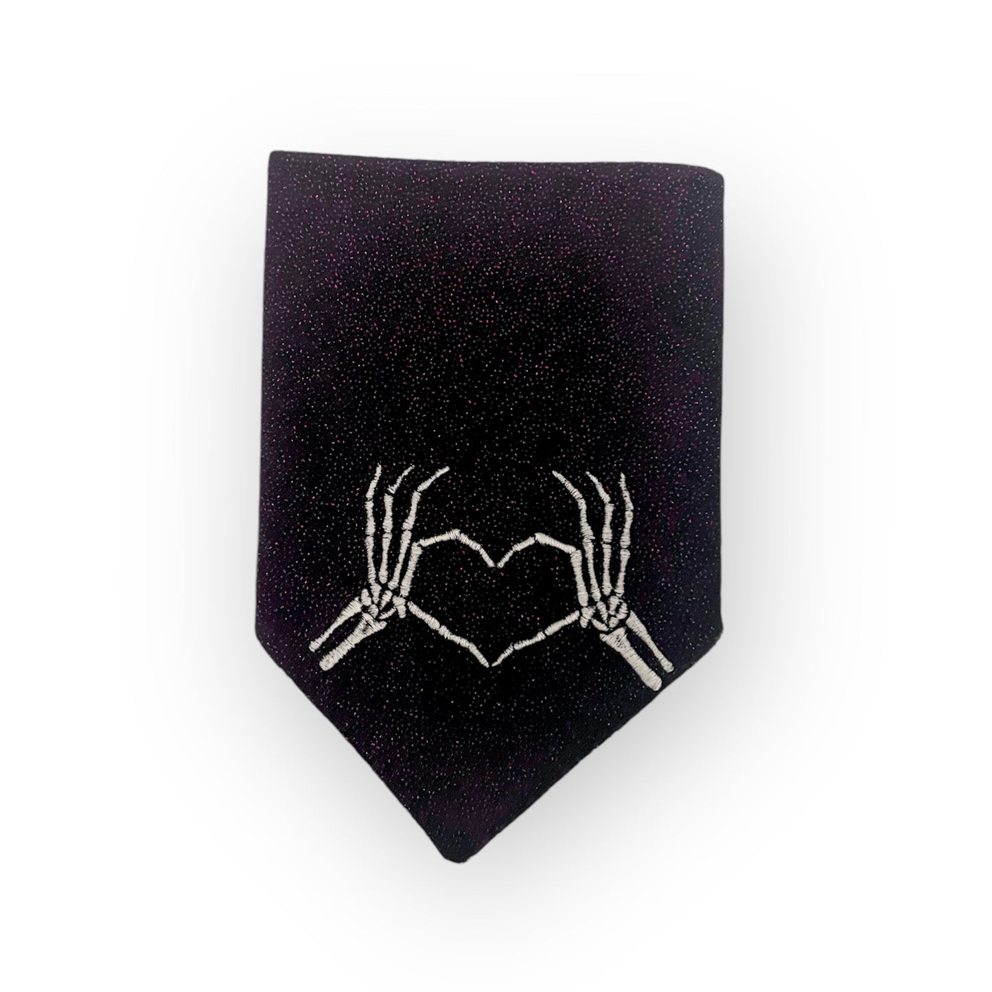 Skeleton Hands on Purple Sparkle Black Velvet Bandana